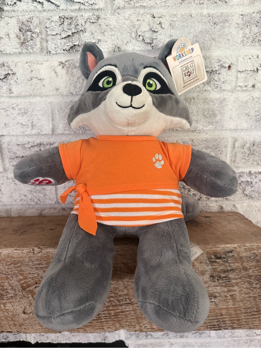 Workshop Great Wolf Lodge Plush Raccoon with- Orange Shirt
